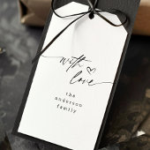 Modern Met Liefde Elegant Script Hart Zwart Wit Cadeaulabel