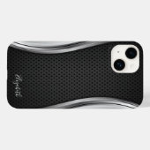 Modern Metaalachtig Zilver Zwart Case-Mate iPhone Case (Achterkant (horizontaal))