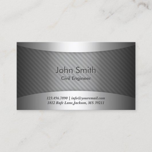 Modern Metal Civil Engineer Visitekaartje (Voorkant)