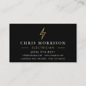 Modern Metal Electrician Black Gold Visitekaartje (Voorkant)
