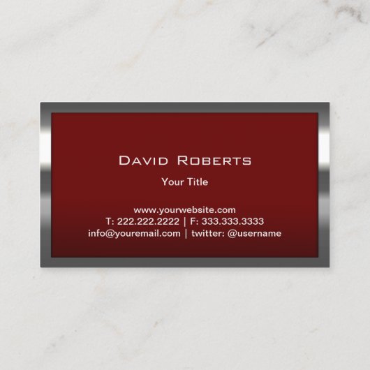 Modern Metal Framed Professional Monogram Rood Visitekaartje (Achterkant)