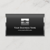 Modern Metal lijst Monogram Initiaal Logo Visitekaartje (Voorkant)