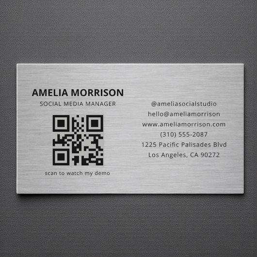 Modern Metal QR Code Minimalist Professional Visitekaartje