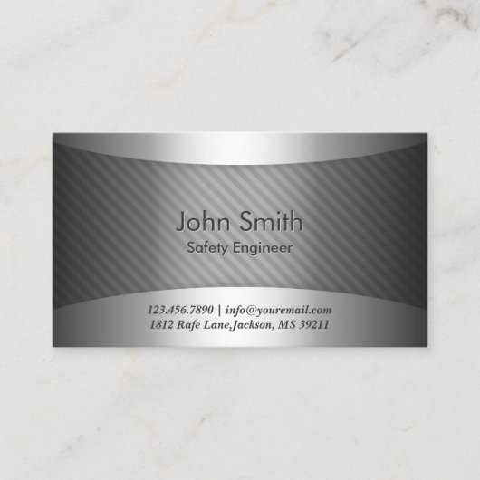 Modern Metal Safety Engineer Visitekaartje (Voorkant)
