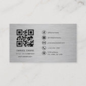 Modern Metalen Bedrijfslogo QR-code Visitekaartje (Voorkant)