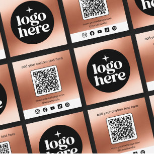 Modern Metalen Logo QR Zakelijke Kaart Vierkante Visitekaartje