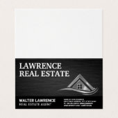 Modern Metalen Vastgoedlogo Visitekaartje (Buitenkant ongevouwen)