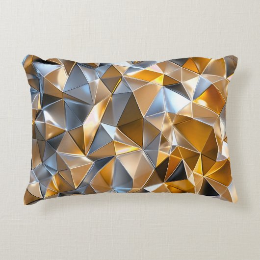 Modern Metallic Abstract Gold Silver Geometric Accent Kussen (Voorkant)
