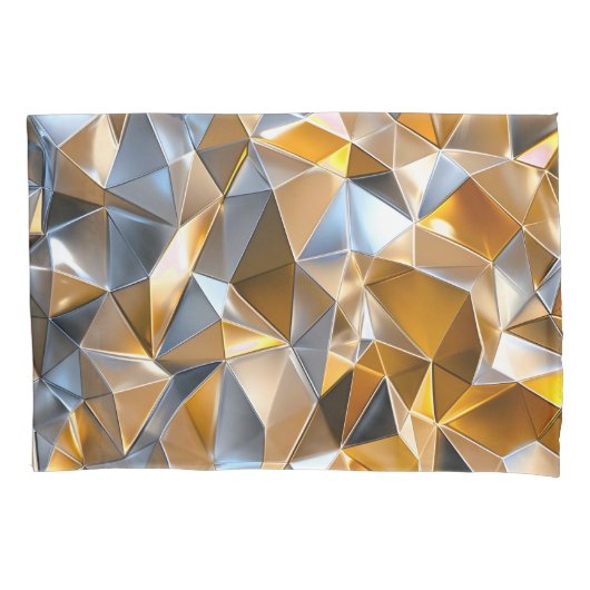 Modern Metallic Abstract Gold Silver Geometric Kussensloop (Voorkant)
