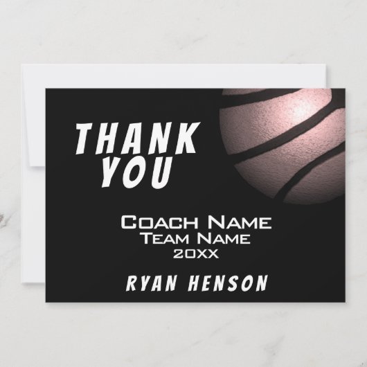 Modern Metallic Ball Black Bedankt Coach Kaart (Voorkant)