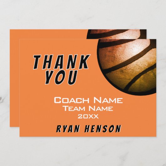 Modern Metallic Ball Black Bedankt Coach Kaart (Voorkant / Achterkant)