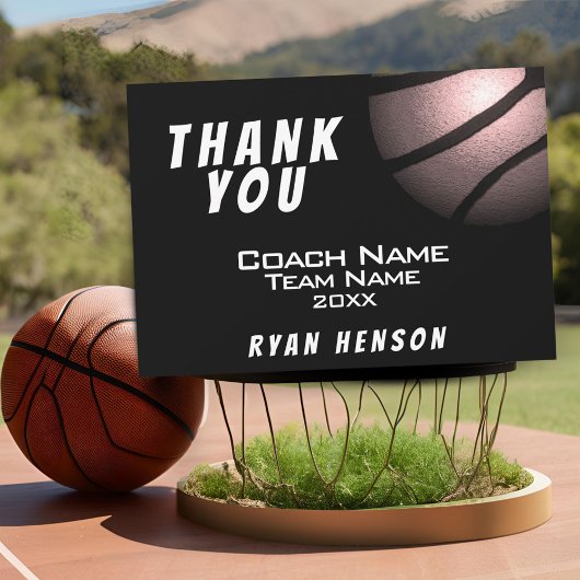 Modern Metallic Ball Black Bedankt Coach Kaart