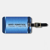Modern Metallic Blauw Geometrisch Ontwerp Bagagelabel (Voorkant horizontaal)
