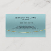 Modern Metallic Blauw-groen Textuur Gouden Accent Visitekaartje (Achterkant)