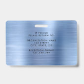 Modern Metallic Blue Company Foto ID Badge (Achterkant)