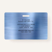 Modern Metallic Blue Company Foto ID Badge (Achterkant)