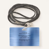 Modern Metallic Blue Company Foto ID Badge (Achterkant met draagriem)
