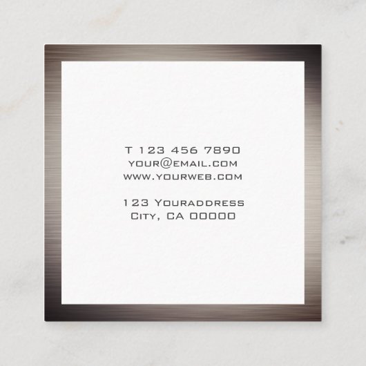 Modern Metallic Brown Gold Square Visitekaartje (Achterkant)