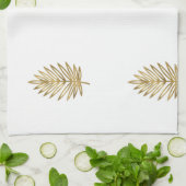 Modern Metallic Gold Botanical Palm Leaf Pattern Theedoek (Gevouwen)