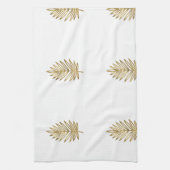 Modern Metallic Gold Botanical Palm Leaf Pattern Theedoek (Verticaal)