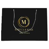Modern metallic gold circle shape faux monogram groot cadeauzakje (Voorkant)