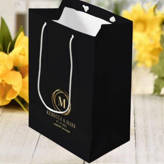 Modern metallic gold circle shape faux monogram groot cadeauzakje