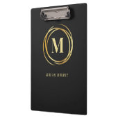 Modern metallic gold circle shape monogram black klembord (Links)