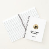 Modern Metallic Gold Monogram White Notitieboek (Binnen)