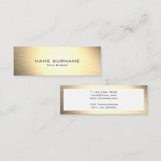 Modern Metallic Gold Style Mini Visitekaartje (Voorkant / Achterkant)