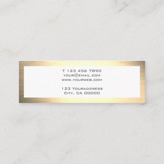 Modern Metallic Gold Style Mini Visitekaartje (Achterkant)