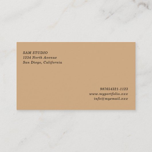 Modern Metallic Goud Beige Turquoise Visitekaartje (Achterkant)