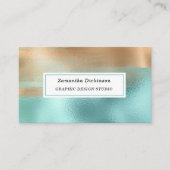 Modern Metallic Goud Beige Turquoise Visitekaartje (Voorkant)