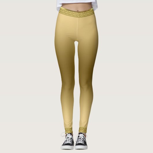 Modern Metallic Goud met Rand Leggings (Voorkant)