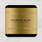 Modern Metallic Goud Roestvrij staal Zwart Rand Vierkante Visitekaartje (Voorkant)