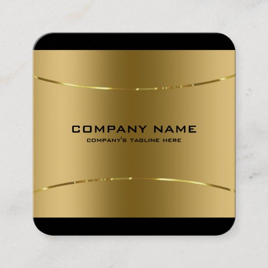 Modern Metallic Goud Roestvrij staal Zwart Rand Vierkante Visitekaartje (Voorkant)