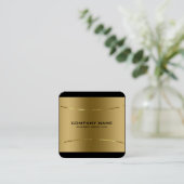 Modern Metallic Goud Roestvrij staal Zwart Rand Vierkante Visitekaartje (Staand voorkant)