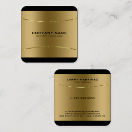 Modern Metallic Goud Roestvrij staal Zwart Rand Vierkante Visitekaartje