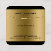 Modern Metallic Goud Roestvrij staal Zwart Rand Vierkante Visitekaartje (Achterkant)