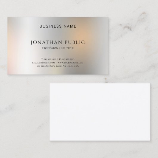 Modern Metallic look Elegant Eenvoudige Sjabloon Visitekaartje (Voorkant / Achterkant)
