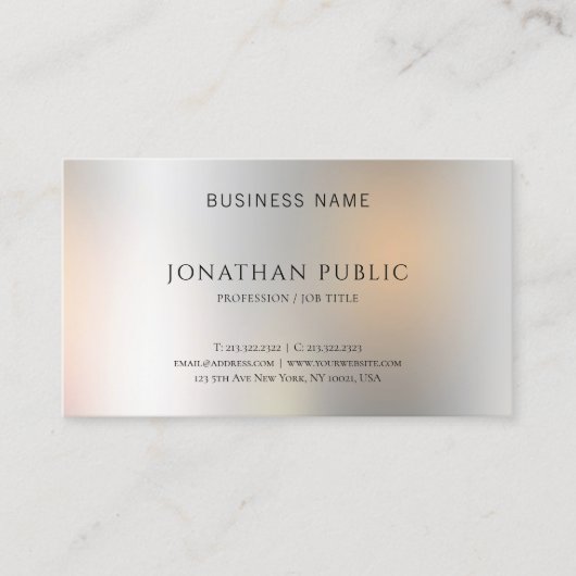 Modern Metallic look Elegant Eenvoudige Sjabloon Visitekaartje (Voorkant)