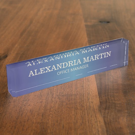 Modern Metallic Navy Blue Name Job Titel Naambordje (Zijkant)