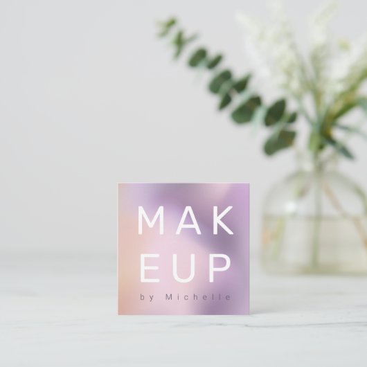 Modern Metallic Ombre Makeup Artist Vierkante Visitekaartje (Staand voorkant)