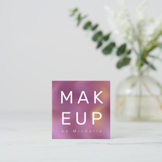 Modern Metallic Ombre Makeup Artist Vierkante Visitekaartje (Staand voorkant)