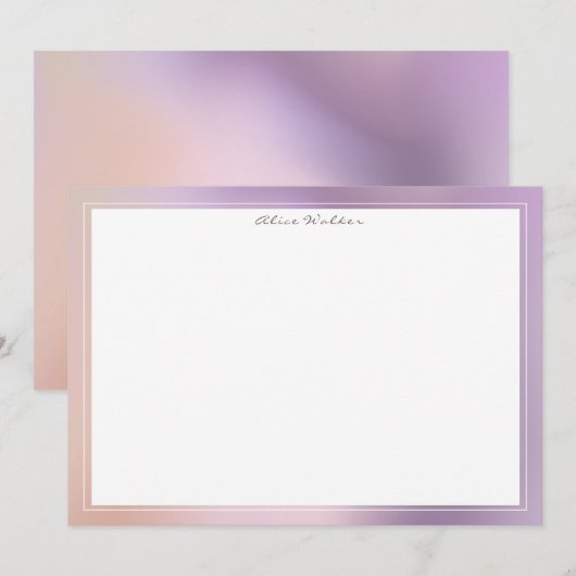 Modern metallic patroon roze en goud notitiekaartje (Voorkant / Achterkant)