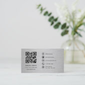 Modern Metallic Professional Company Logo QR Code  Visitekaartje (Staand voorkant)