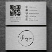 Modern Metallic Professional Company Logo QR Code Visitekaartje