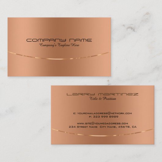 Modern Metallic Rold-Gold Design Roestvrij staal Visitekaartje (Voorkant / Achterkant)