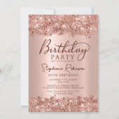 Modern Metallic Roos Gouden Glitter 90e Verjaardag Kaart (Voorkant)