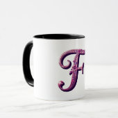 Modern Metallic Rosemaling Letter F, Pink/Purple Mok (Voorkant links)