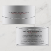 Modern Metallic Shine Silver-ontwerp Visitekaartje (Voorkant / Achterkant)